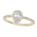 Ring gold K14 with zircon tear