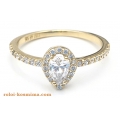 Ring gold K14 with zircon tear