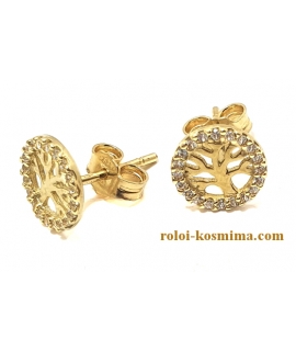 Earrings gold K14 "Tree of life" 2