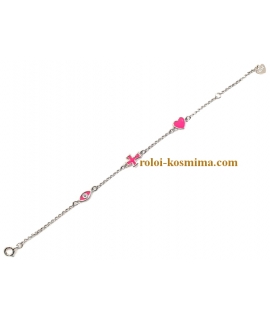 Bracelet Child Silver "Cross,Heart & Eye" 2