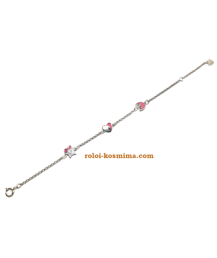 Bracelet Child Silver "Star,Heart & Moon"