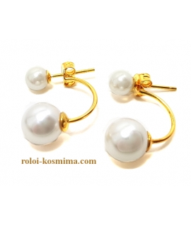 Earrings Silver goldplated ear-jacket with pearls 2