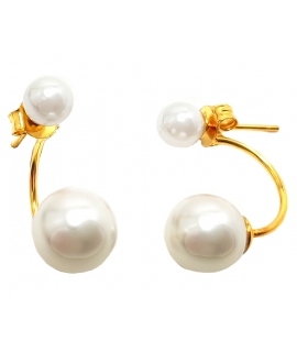 Earrings Silver goldplated ear-jacket with pearls