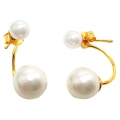 Earrings Silver goldplated ear-jacket with pearls