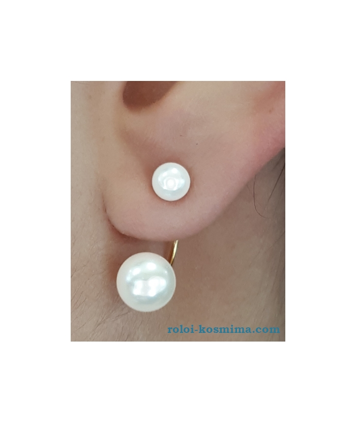 Earrings Silver goldplated ear-jacket with pearls