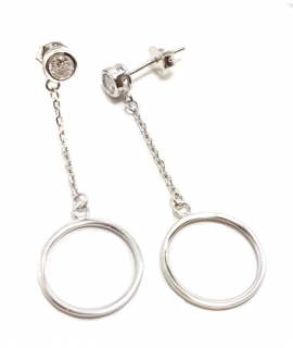 Earrings Silver "Zircon with circle"
