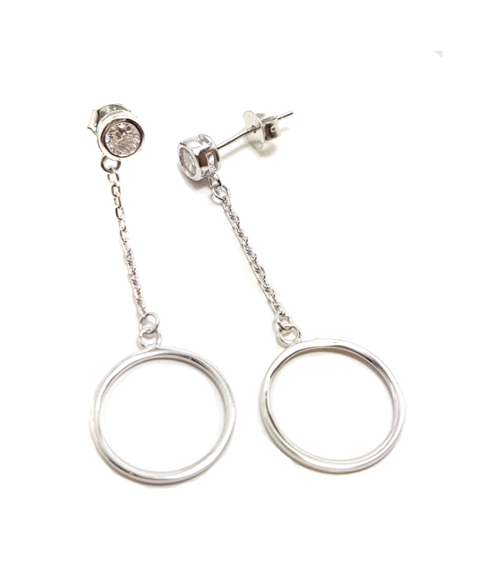 Earrings Silver "Zircon with circle"
