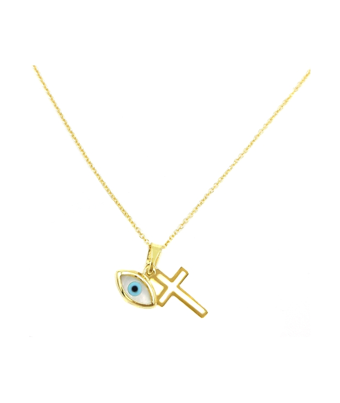 Child Neclace Gold eye and cross