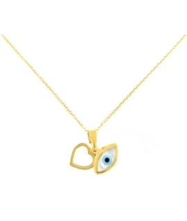 Child Neclace Gold eye and heart