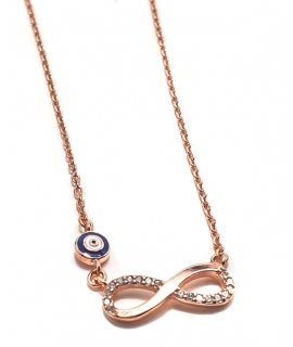 Κολιέ Ασημένιο "Απειρο με Μάτι" Rosegold