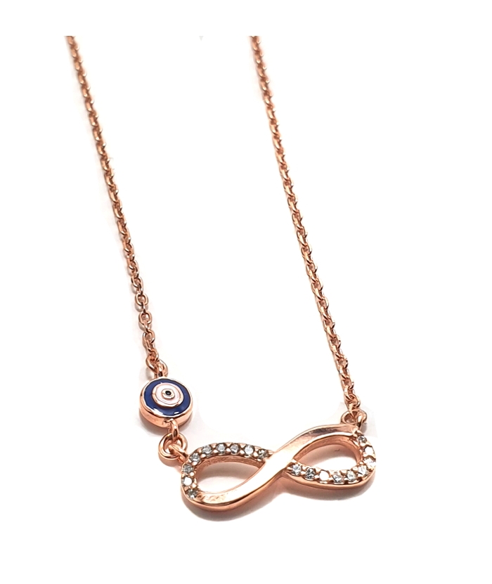 Necklace Silver "Infinity and eye" Rosegold