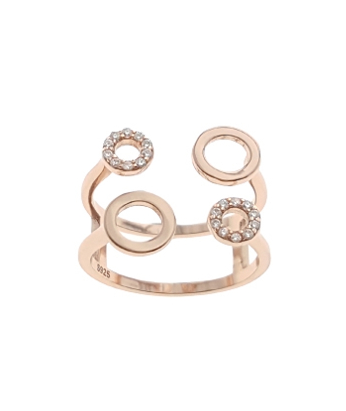 Δαχτυλίδι Ασημένιο "Κύκλοι" Rosegold