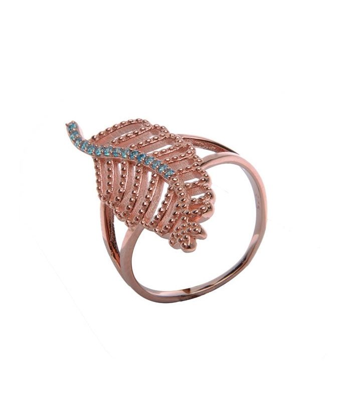 Ring Silver 'Leaf' rosegold