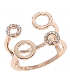 Δαχτυλίδι Ασημένιο "Κύκλοι" Rosegold