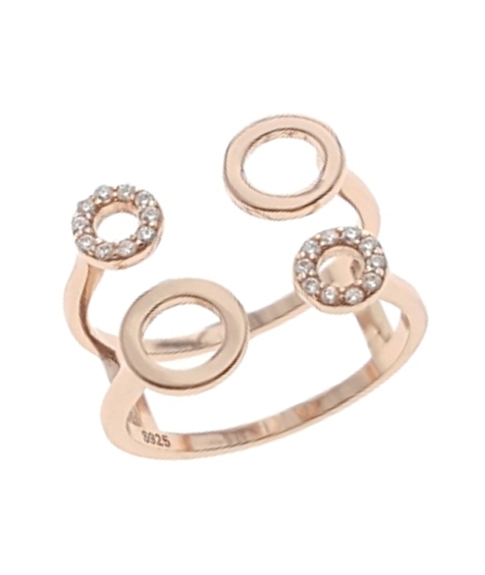 Ring Silver 'circles' Rosegold