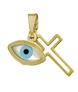 Child Pendant Gold eye and cross FILVA 8717