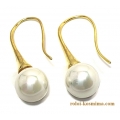 Earrings Silver Hanging "Pearl 10mm" Goldplated