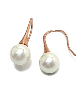 Earrings Silver Hanging "Pearl 10mm" Rosegold plated