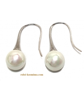 Earrings Silver Hanging "Pearl 10mm" 2