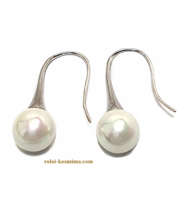 Earrings Silver Hanging "Pearl 10mm"
