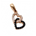 Pendant Rosegold Κ14 'Double heart'