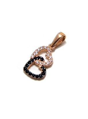 Pendant Rosegold Κ14 'Double heart' 2