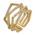 Ring Silver 'Four lines' goldplated