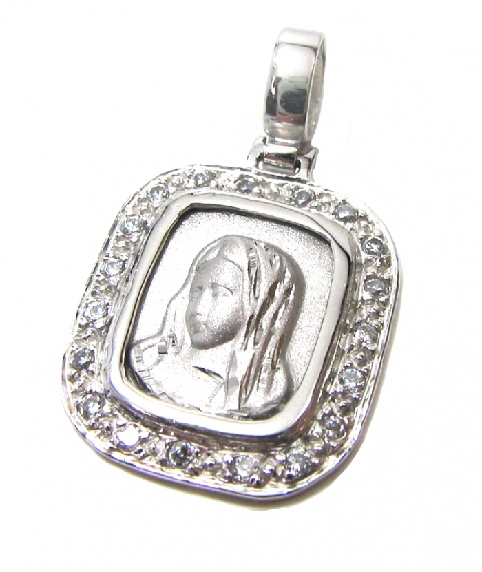 Child Pendant Whitegold 'Mary' Zircons