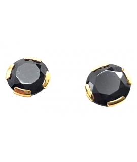 Σκουλαρίκια Χρυσά Κ14 "Black Zircon 7mm"