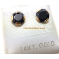 Σκουλαρίκια Χρυσά Κ14 "Black Zircon 7mm"