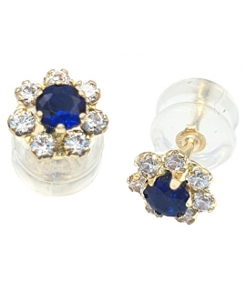 Earrings gold K14 Rosette star Sapphire