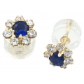 Earrings gold K14 Rosette star Sapphire