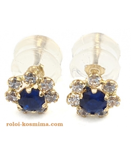 Earrings gold K14 Rosette star Sapphire 2