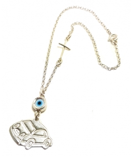 Car Amulet Silver 925° "Car and eye" 2