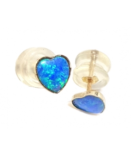 Earrings gold K14 "Blue opal"