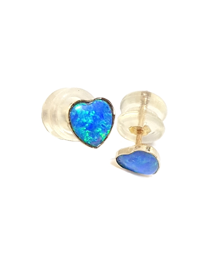 Earrings gold K14 "Blue opal"