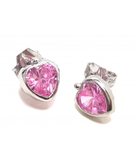 Earrings children White-Gold 'Pink Hearts'