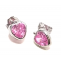 Earrings children White-Gold 'Pink Hearts'