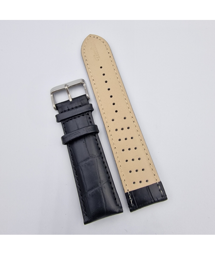 Leather Strap Black croco 24mm Tzevelion ART521
