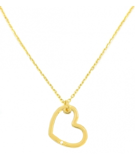 Necklace Silver "Hearts with zircon"
