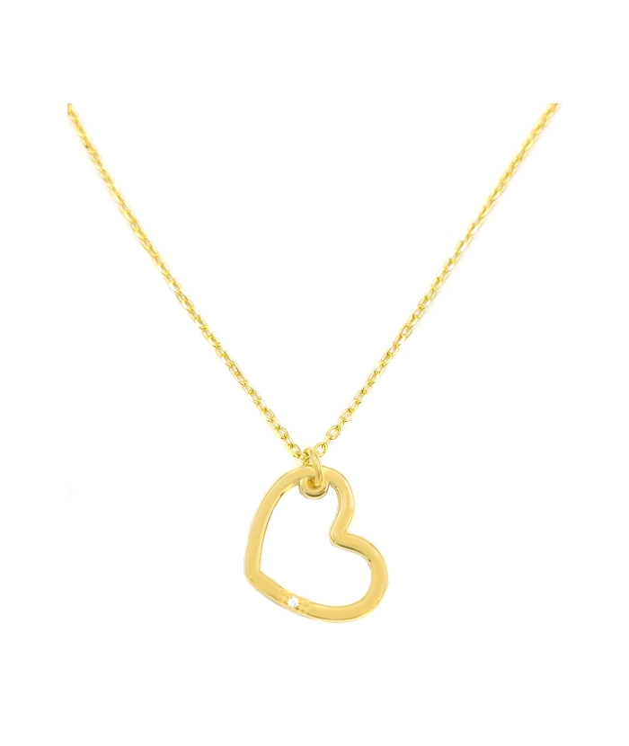 Necklace Silver "Hearts with zircon"