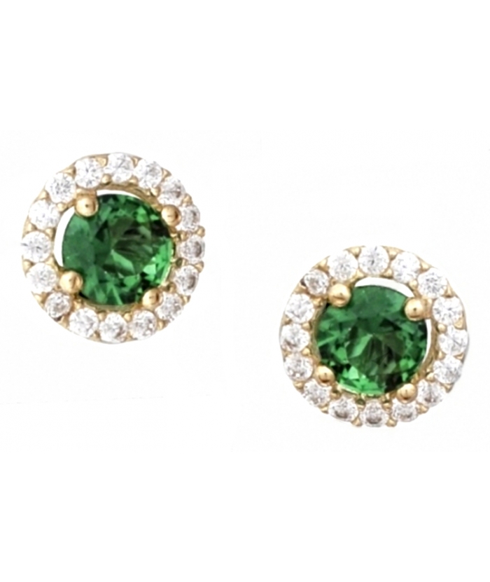 Earrings gold K14 Emerald