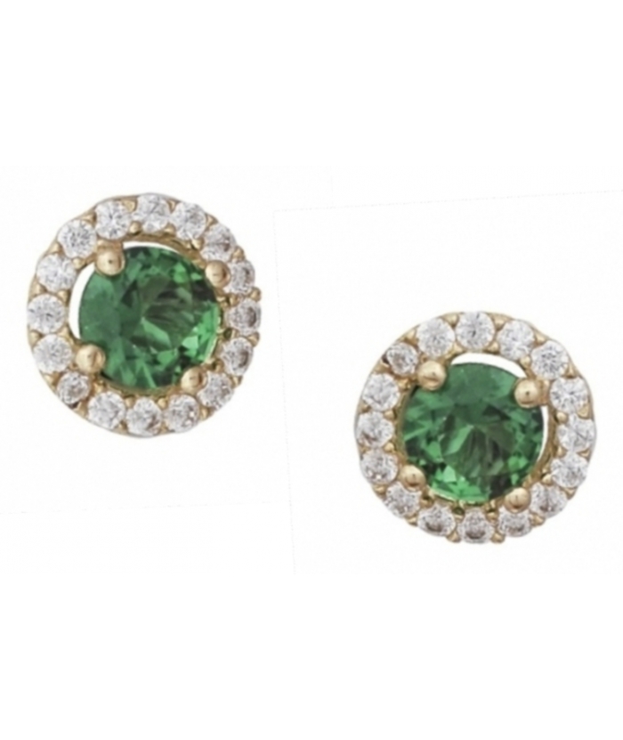 Earrings gold K14 Emerald