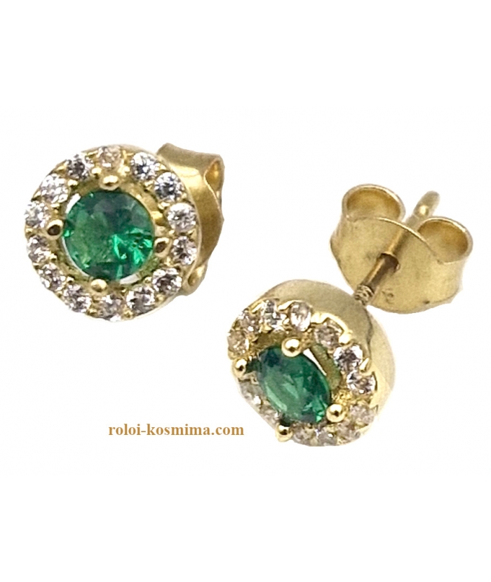 Earrings gold K14 Emerald