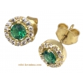 Earrings gold K14 Emerald