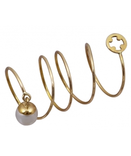 Fancy Gold Ring K14 'Modern elastic' with pearl.