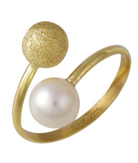 Ring whitegold K14 with pearl