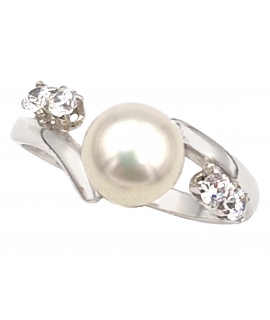 Ring whitegold K14 with pearl