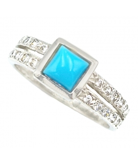 Ring whitegold K14 with turquoise