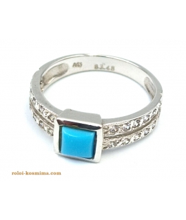 Ring whitegold K14 with turquoise 2